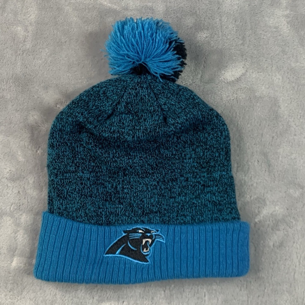 Carolina Panthers NFL Team Apparel Youth Beanie Knit Winter Hat Cap Pom‎ Cuffed